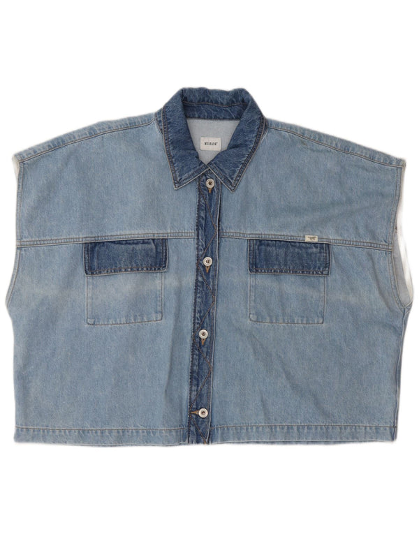 Mustang Γυναικείο Crop Τζιν Gilet UK 22 3XL Blue Cotton