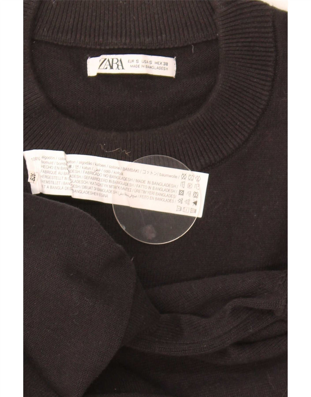 Ανδρικό πουλόβερ Zara Crew Neck Jumper Μικρό μαύρο βαμβακερό