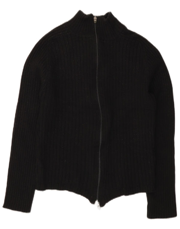 Massimo Dutti Γυναικείο πουλόβερ ζακέτα με φερμουάρ UK 8 μικρό μαύρο μαλλί