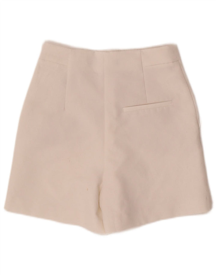 ZARA Womens High Rise Shorts XS W25  White Polyester