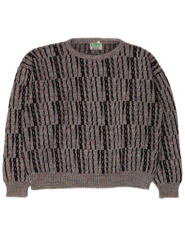 Γυναικείο πουλόβερ Benetton Boat Neck Jumper UK 14 Medium Grey ριγέ