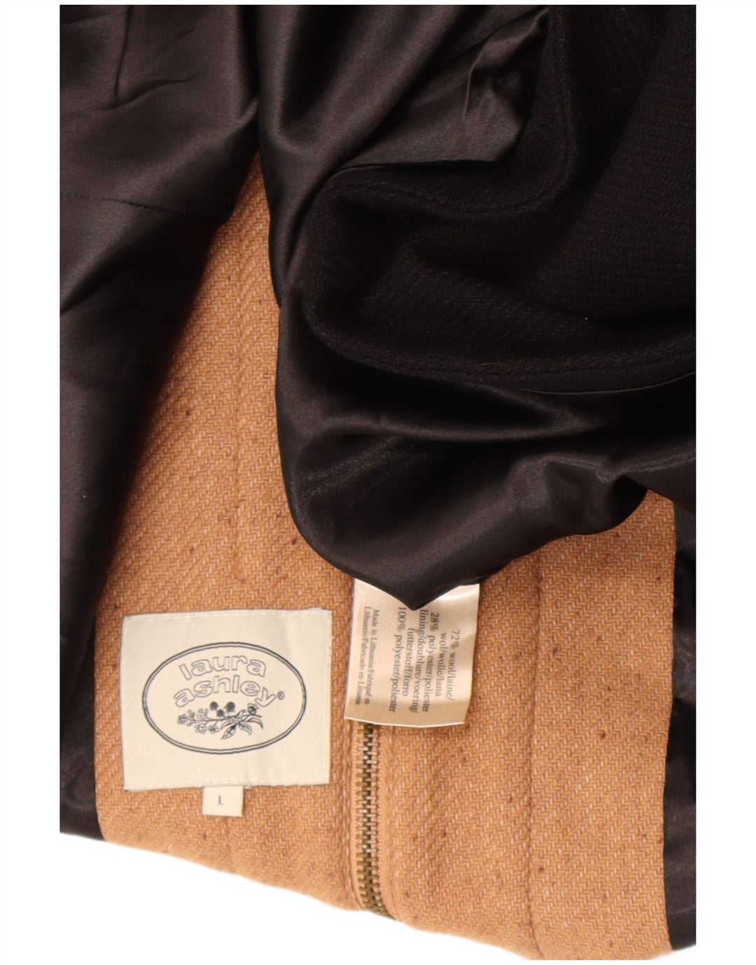 Laura Ashley Γυναικείο Παλτό Poncho UK 16 Large Black Colourblock μαλλί