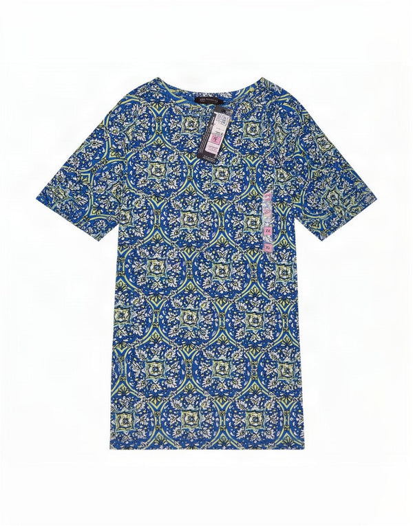 Marks & Spencer Γυναικείο T-Shirt Top UK 22 3XL Μπλε φλοράλ βαμβακερό