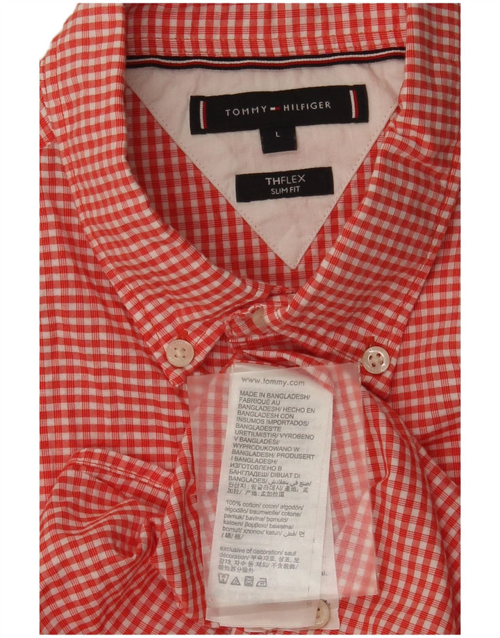 Ανδρικό πουκάμισο Tommy Hilfiger Slim Fit μεγάλο κόκκινο βαμβακερό Gingham