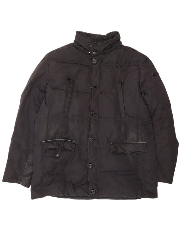 TRUSSARDI JEANS Ανδρικό μπουφάν με επένδυση IT 56 3XL μαύρο πολυεστέρα