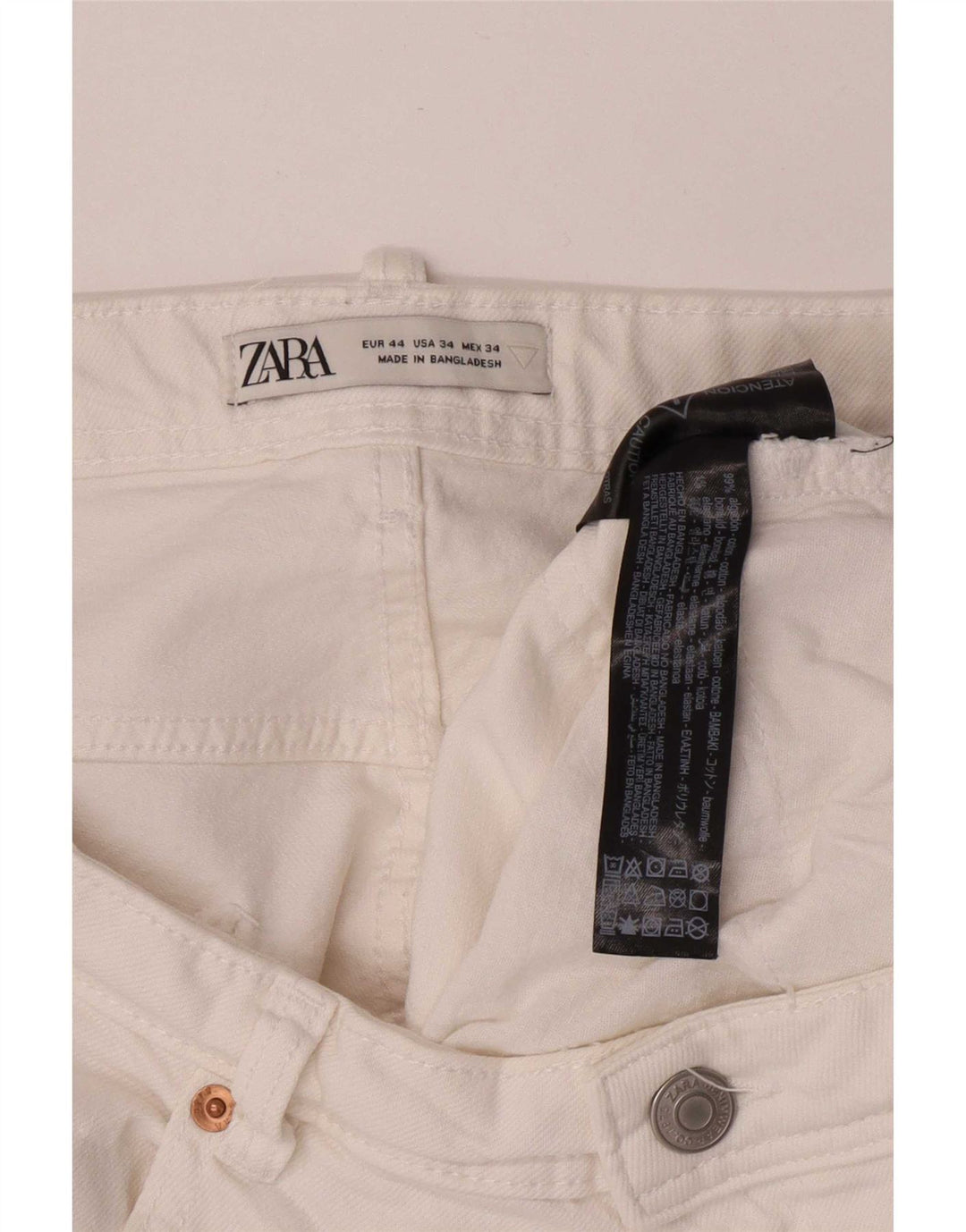 Zara Ανδρικό τζιν σορτς EU 44 Large W34 Λευκό βαμβακερό