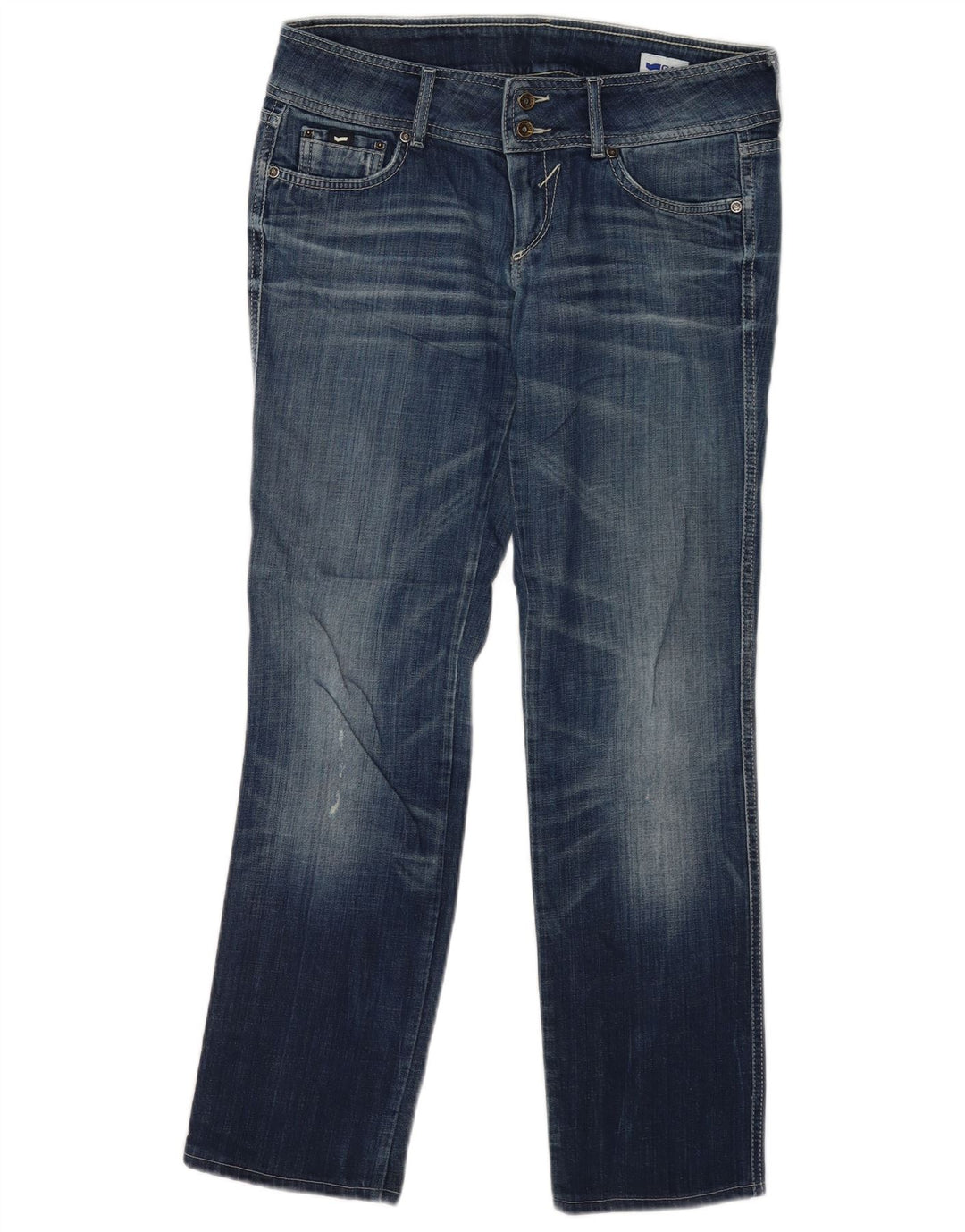Gas Womens Distressed Straight Jeans W32 L30 Blue Cotton