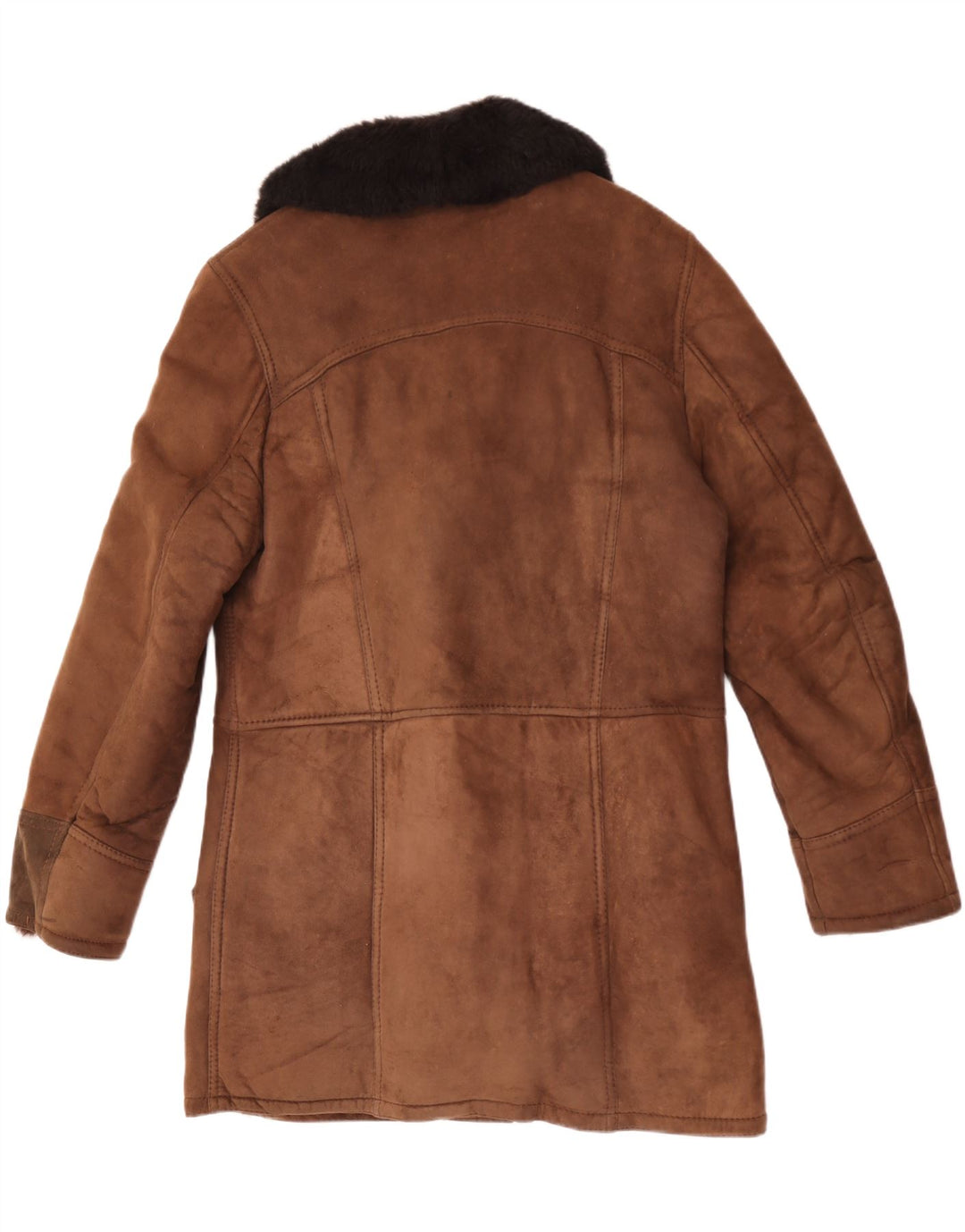 Vintage Ανδρικό παλτό Shearling UK 38 Δέρμα μεσαίου καφέ χρώματος