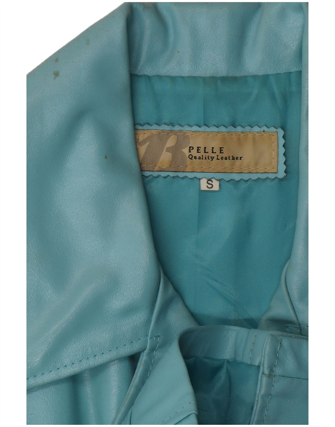 VINTAGE Γυναικείο Δερμάτινο Μπουφάν UK 10 Small Blue Leather