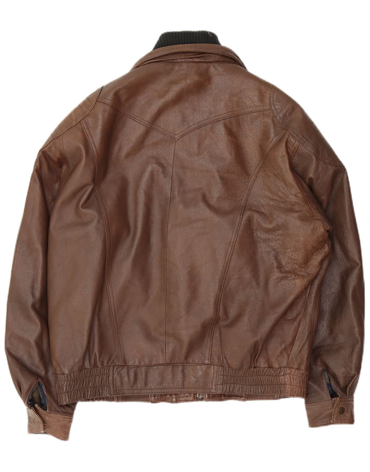 Ανδρικό δερμάτινο μπουφάν VINTAGE Loose Fit UK 34 XS Καφέ Δερμάτινο