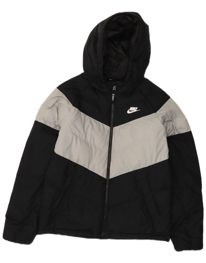 Μπουφάν Nike Boys με κουκούλα με επένδυση 13-14 ετών XL μαύρο χρώμα πολυεστέρα