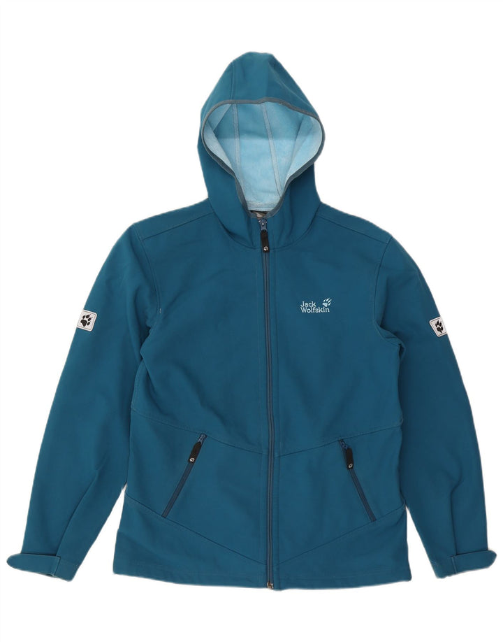 Jack Wolfskin για κορίτσια με κουκούλα αντιανεμικό μπουφάν 15-16 ετών μπλε πολυεστέρα