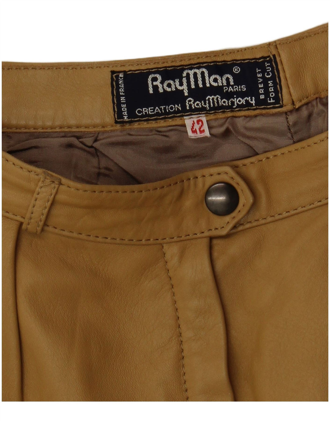 RAY MARJORY Γυναικείο δερμάτινο παντελόνι IT 42 Medium W28 L30 Khaki