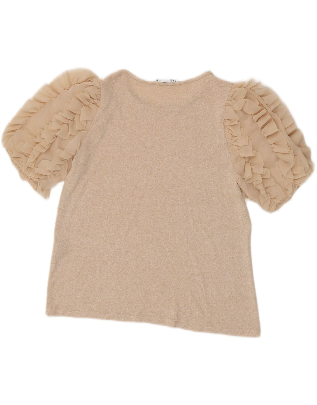 Zara Γυναικεία Μπλούζα Τοπ UK 14 Large Beige Viscose