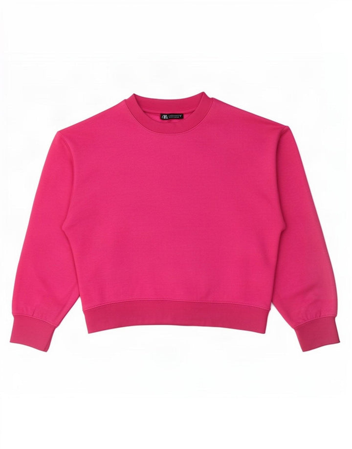 Zara Γυναικεία Φούτερ Jumper UK 14 Medium Pink Polyester