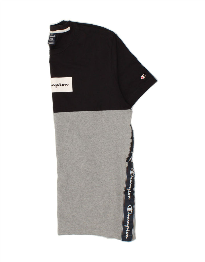 CHAMPION Mens Graphic T-Shirt Top Large Black Colourblock Vintage Champion and Second-Hand Champion from Messina Hembry 