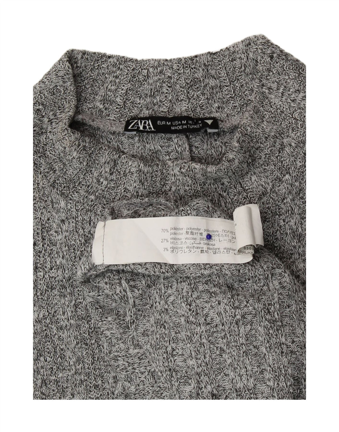 Zara γυναικείο μάξι φόρεμα μακράς άλτης UK 12 μεσαίου γκρι πολυεστέρας