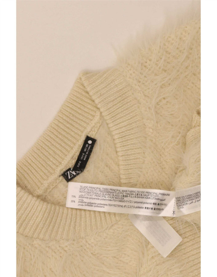 Zara Γυναικεία Ζακέτα Crop UK 8 Small Beige Polyester