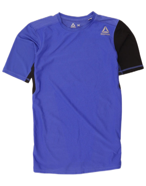 Reebok Γυναικείο T-Shirt Top UK 12 Medium Blue Colorblock Πολυεστέρας