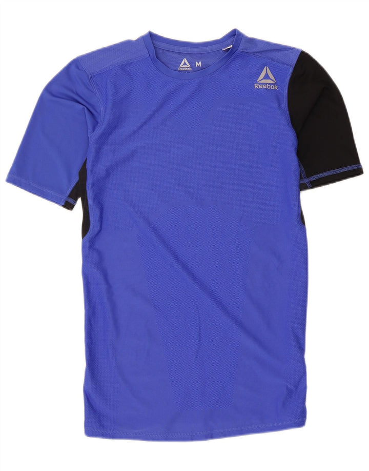 Reebok Γυναικείο T-Shirt Top UK 12 Medium Blue Colorblock Πολυεστέρας