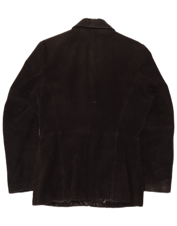 GYPSY Γυναικείο τζάκετ με 3 κουμπιά Suede Blazer UK 14 Medium μαύρο δέρμα