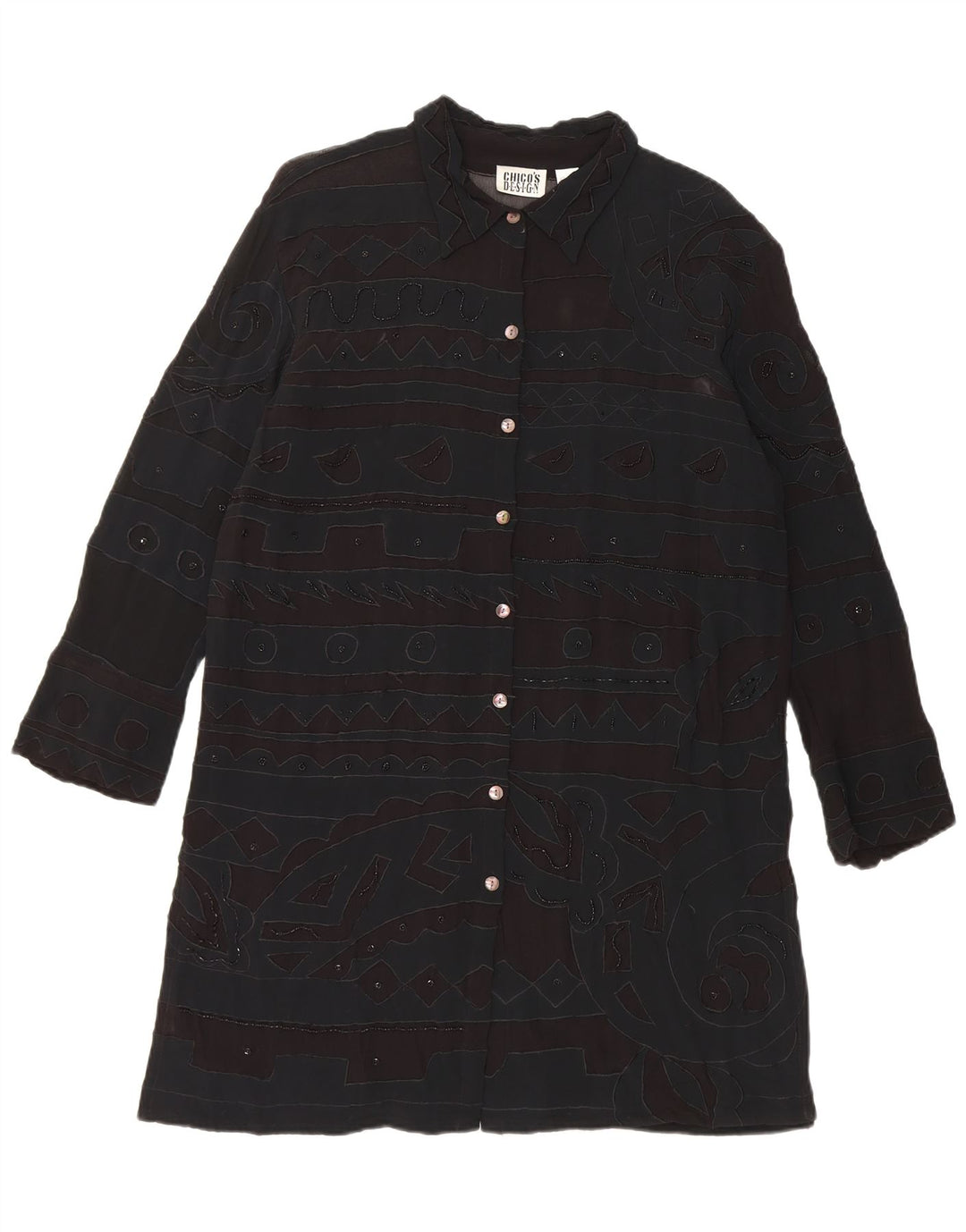 Γυναικείο πουκάμισο Chico's UK 14 Medium Black Geometric Rayon