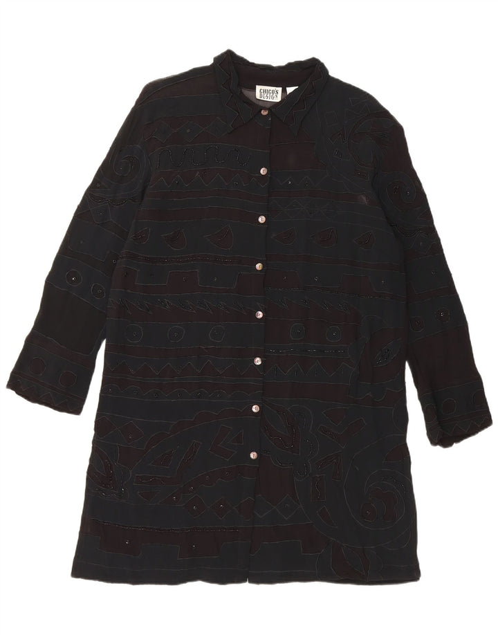 Γυναικείο πουκάμισο Chico's UK 14 Medium Black Geometric Rayon