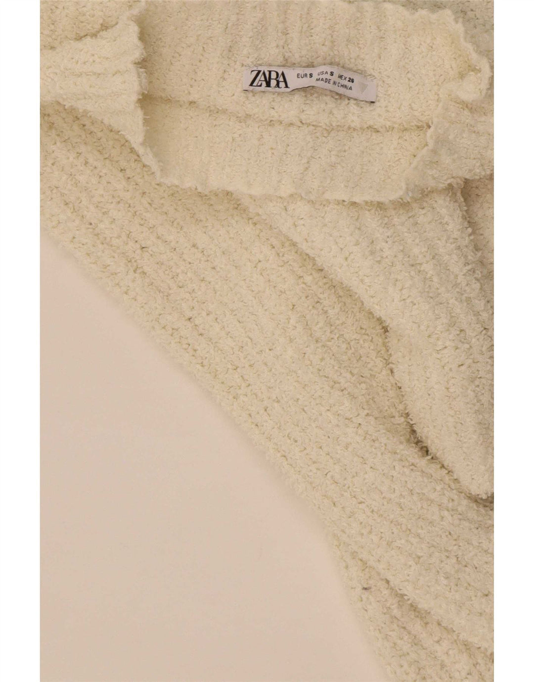 Zara γυναικείο πουλόβερ με λαιμόκοψη χελώνας UK 10 Small Off White Polyester