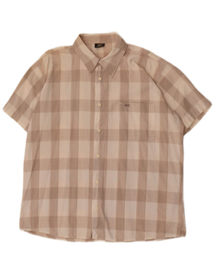 Ανδρικό κοντομάνικο πουκάμισο Lee 2XL Beige Check Cotton