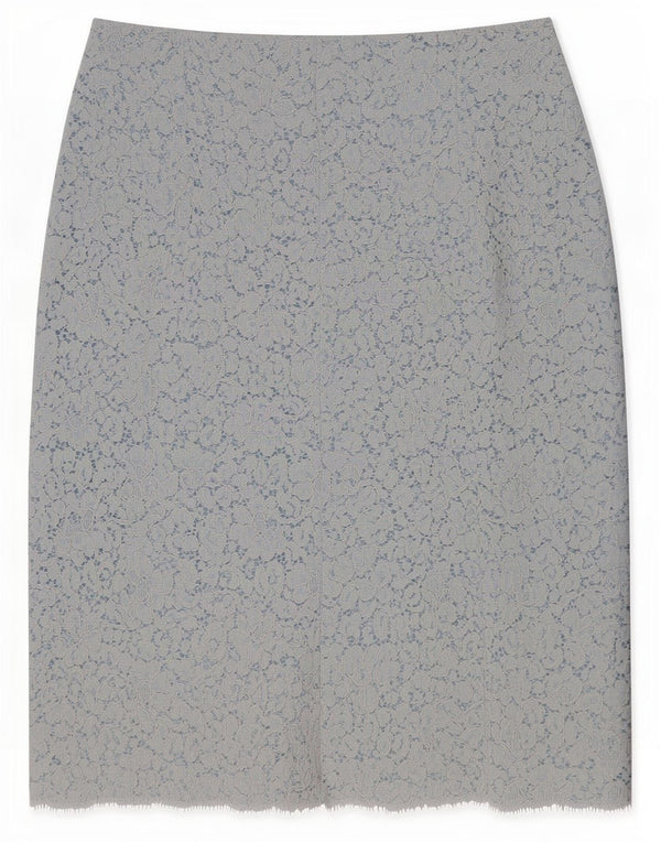 Zara Γυναικεία Δαντέλα Pencil Φούστα XS W24 Blue Floral Polyamide