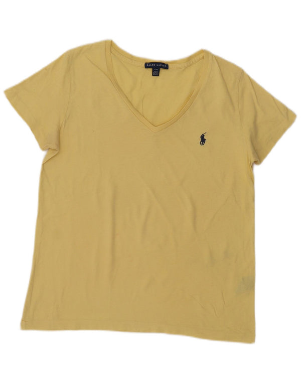 Ralph Lauren Γυναικείο T-Shirt Top UK 14 μεγάλο κίτρινο βαμβακερό