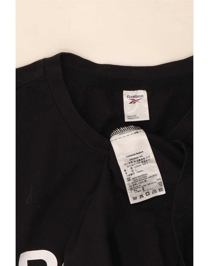 Ανδρικό γραφικό T-Shirt Reebok Top μεγάλο μαύρο βαμβακερό