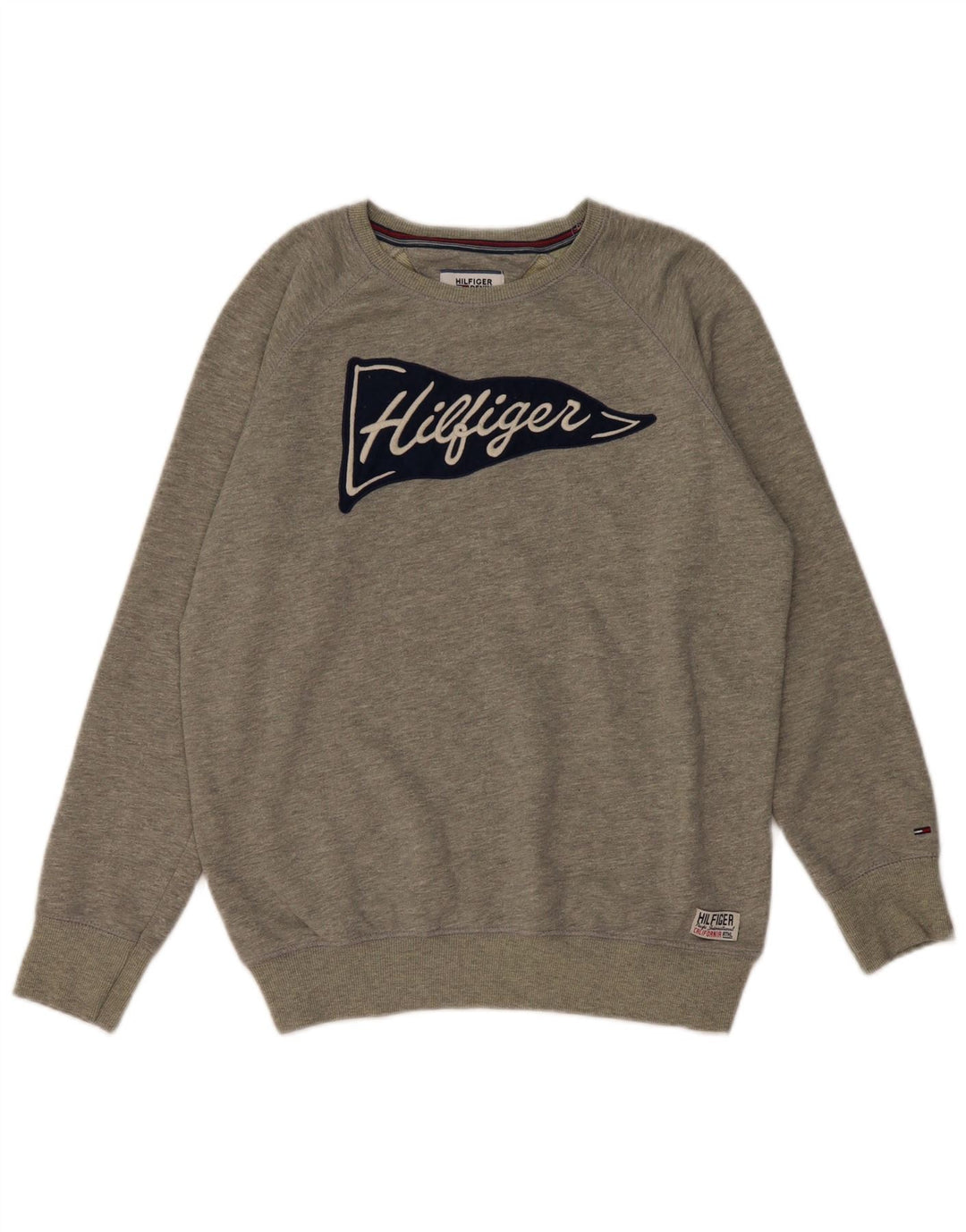 TOMMY HILFIGER Γραφικό ανδρικό φούτερ Jumper Μικρό γκρι βαμβακερό