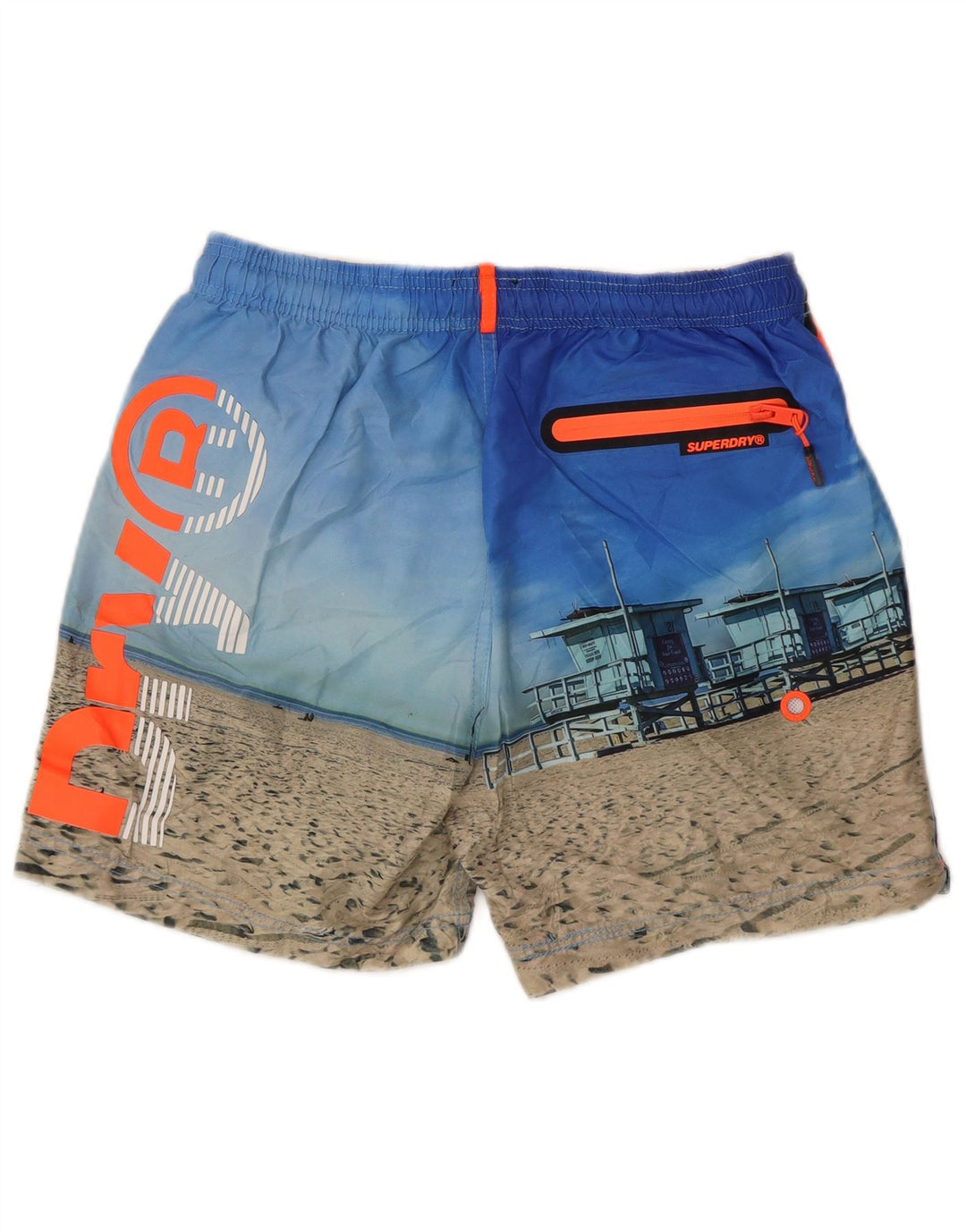 Ανδρικό γραφικό σορτς κολύμβησης Superdry με μεσαίο μπλε ριγέ πολυεστέρα