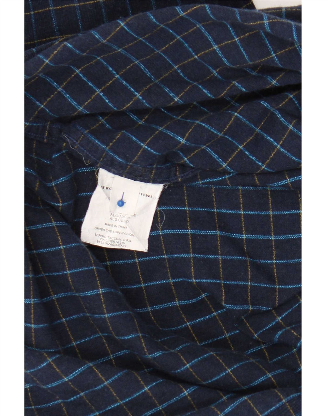 Ανδρικό πουκάμισο Sergio Tacchini Μεγάλο Navy Blue Check Cotton
