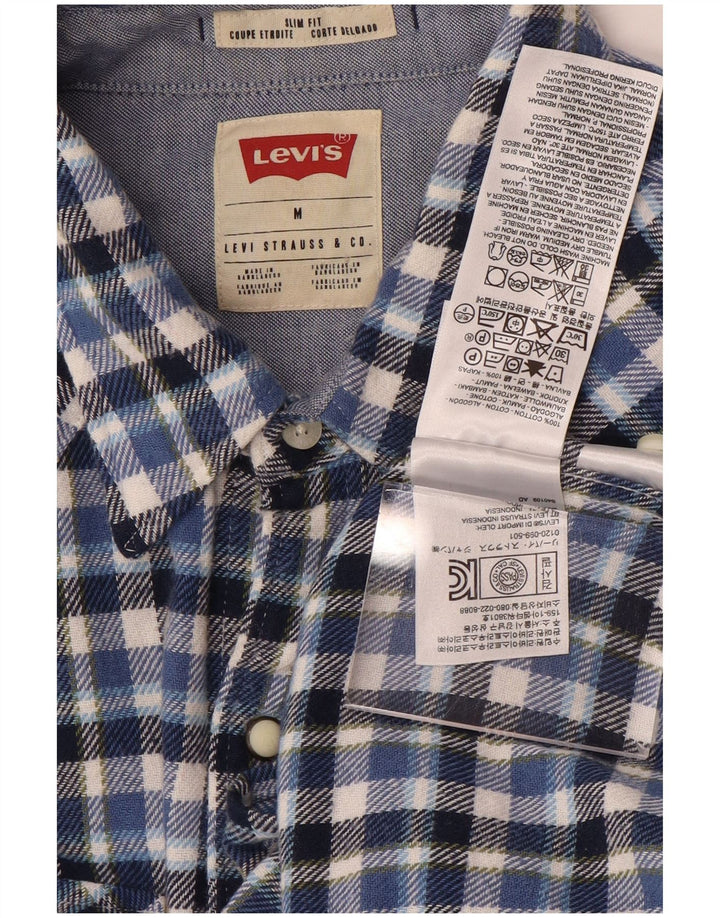 Ανδρικό φανελένιο πουκάμισο Levi's Slim Fit, μεσαίο μπλε βαμβακερό
