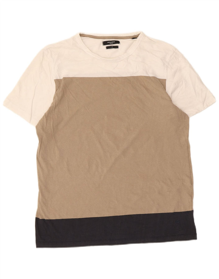 Jack & Jones Ανδρικό T-Shirt Top Medium Beige Colourblock Βαμβακερό