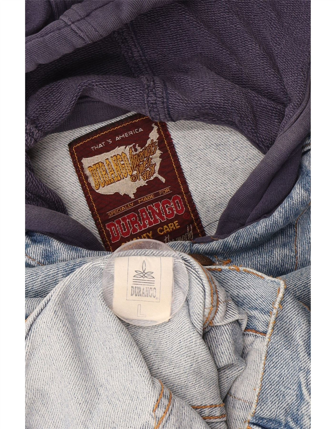 Ανδρικό τζιν μπουφάν DURANGO με κουκούλα UK 40 μεγάλο μπλε βαμβακερό χρώμα