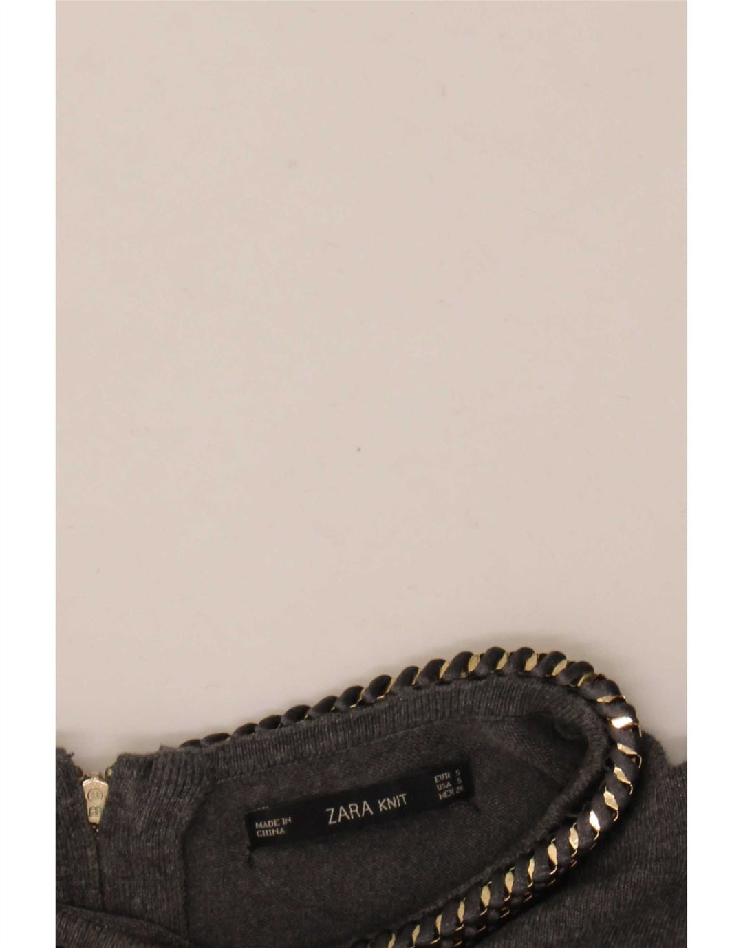 Zara Γυναικείο πουλόβερ με λαιμόκοψη UK 10 Small Grey