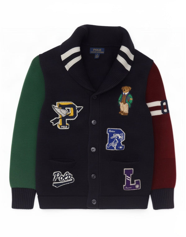Polo Ralph Lauren Boys Cardigan πουλόβερ 5-6 ετών Navy Blue Colorblock