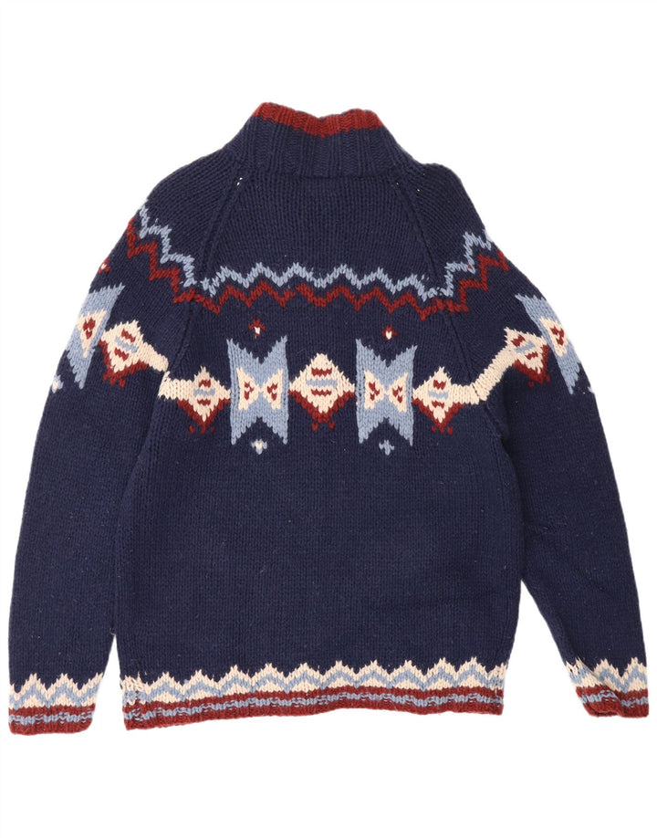 S. Moritz Ανδρικό πουλόβερ ζακέτα XL Blue Fair Isle Wool