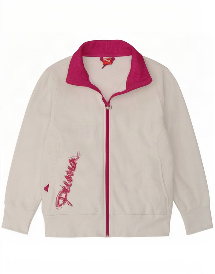 Γυναικεία φόρμα γραφικών Puma Top Jacket UK 14 Large White Colourblock