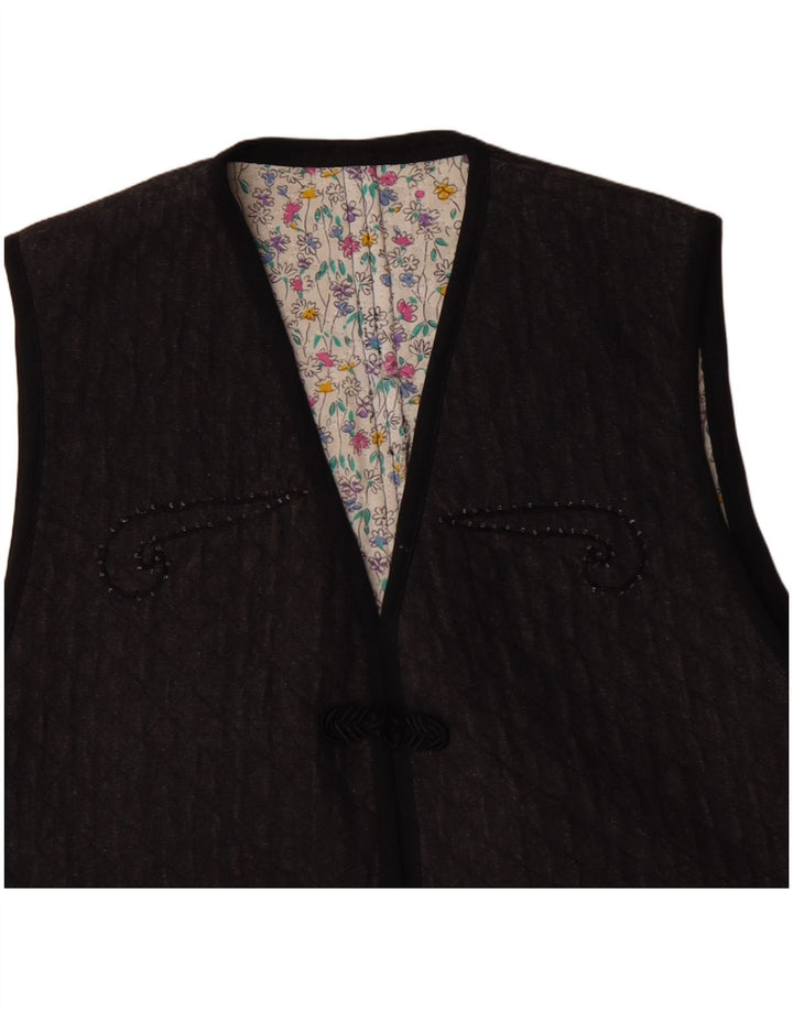 Vintage Γυναικείο Gilet UK 12 Medium Grey Paisley