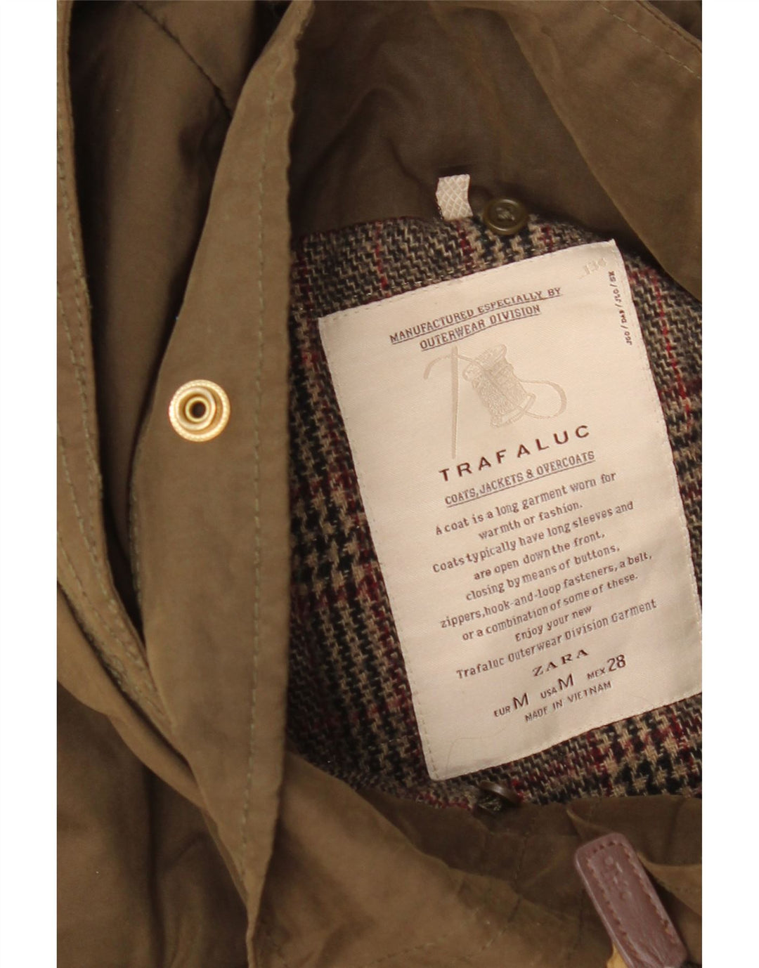 Zara Γυναικείο μπουφάν Parka με κουκούλα UK 14 μεσαίο βαμβακερό χακί
