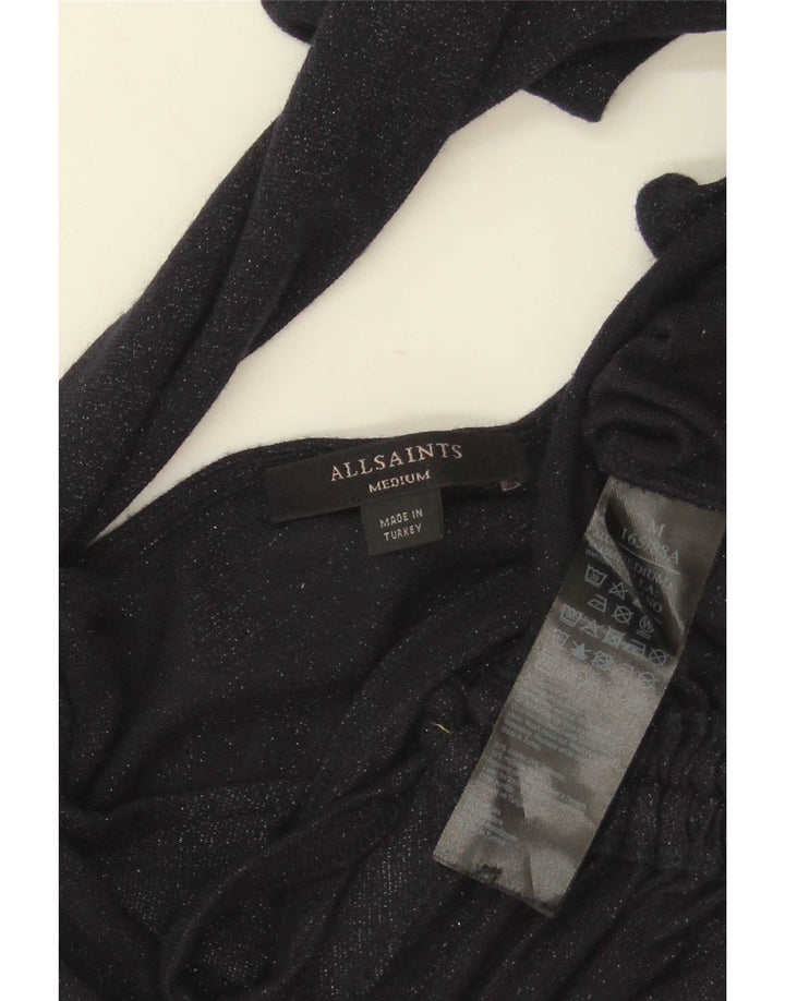 All Saints Γυναικείο Crop Top μακρυμάνικο UK 12 Medium Navy Blue Viscose
