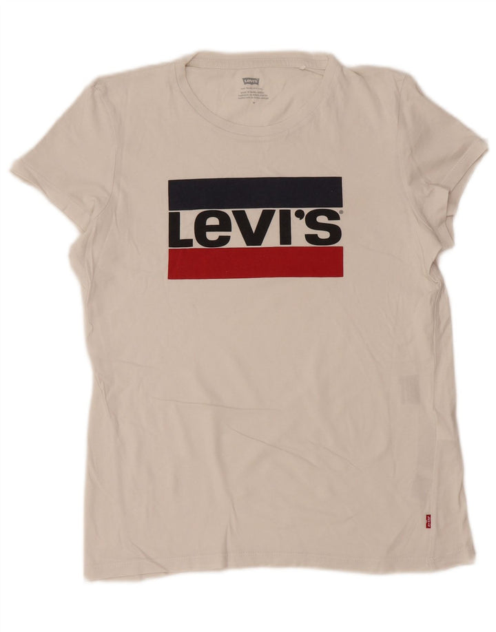 Γυναικείο γραφικό μπλουζάκι LEVI'S Top UK 12 μεσαίο λευκό βαμβακερό