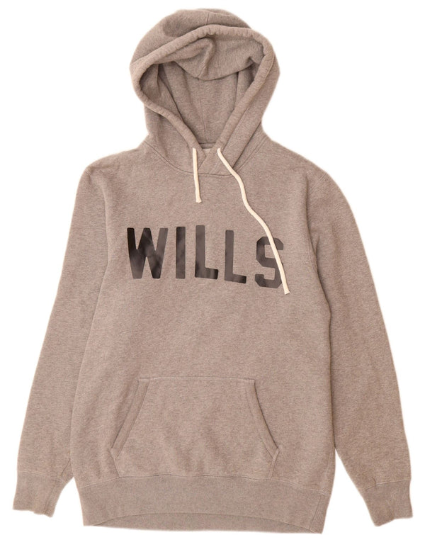 JACK WILLS Mens Graphic Hoodie Jumper XS Grey Cotton