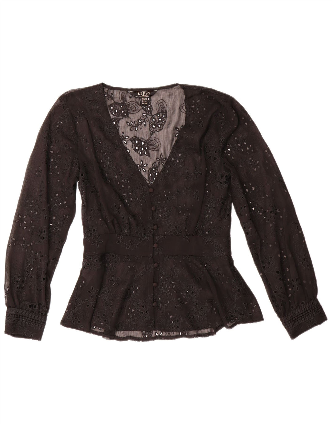 Lipsy γυναικείο πουκάμισο μπλούζα UK 10 Small Black Floral Polyester