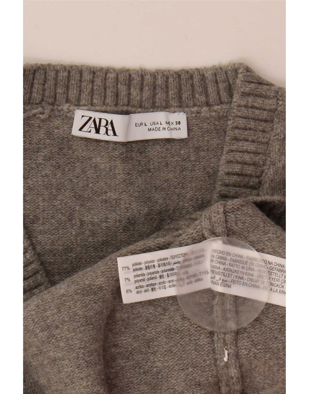 Zara Γυναικείο γιλέκο Crop Tank Top UK 14 Large Grey Polyester