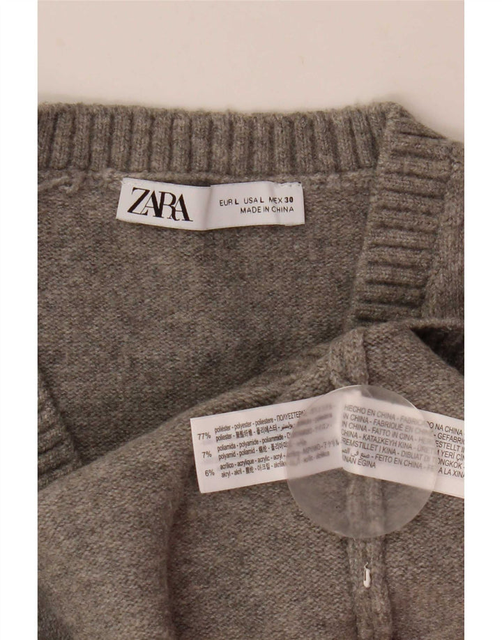 Zara Γυναικείο γιλέκο Crop Tank Top UK 14 Large Grey Polyester